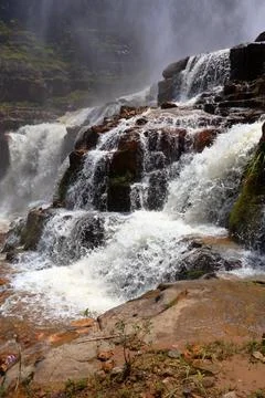 Rapid stream flowing at Chambok Waterfall in Kampong Speu Cambodia Stock Photos