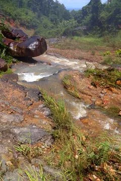 Rapid stream flowing at Chambok Waterfall in Kampong Speu Cambodia Stock Photos