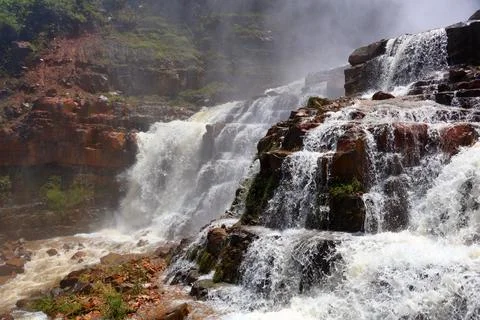 Rapid stream flowing at Chambok Waterfall in Kampong Speu Cambodia Stock Photos