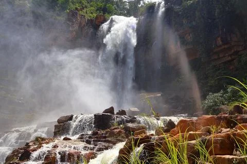 Rapid stream flowing at Chambok Waterfall in Kampong Speu Cambodia Stock Photos