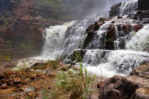 Rapid stream flowing at Chambok Waterfall in Kampong Speu Cambodia Stock Photos
