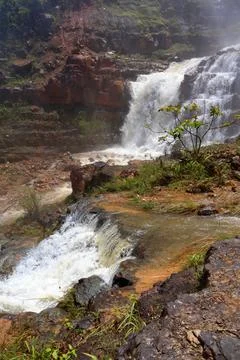 Rapid stream flowing at Chambok Waterfall in Kampong Speu Cambodia Stock Photos