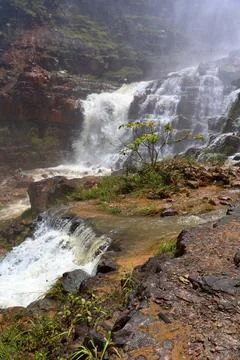 Rapid stream flowing at Chambok Waterfall in Kampong Speu Cambodia Stock Photos