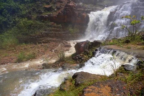 Rapid stream flowing at Chambok Waterfall in Kampong Speu Cambodia Stock Photos