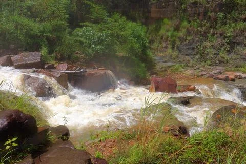 Rapid stream flowing at Chambok Waterfall in Kampong Speu Cambodia Stock Photos