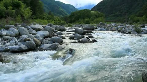 Rapid stream of a mountain river. Stock Footage 11153880
