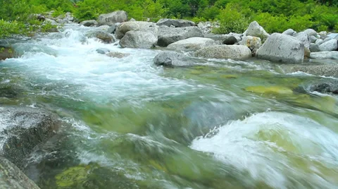 Rapid stream of a mountain river. Stock Footage 39724652