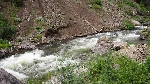 Rapid stream of a mountain river. Stock Footage 98590302