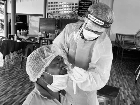Rapid swab test , 7 June 2022 , Buriram peovince. Stock Photos