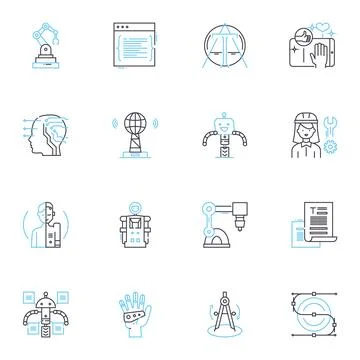 Rapid technology linear icons set. Automation, Efficiency, Streamlining Illustrazione stock