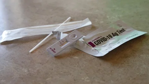 Rapid Test Covid 19. Test Cassette And A Kit Of Reagents For Self-Sampling O Stock Footage 149218896
