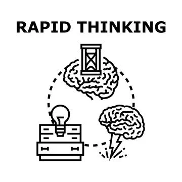 Rapid thinking concept with brain time and idea Illustrazione stock
