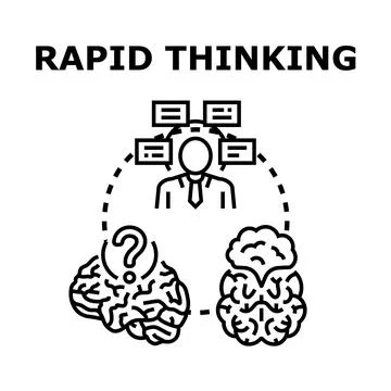 Rapid thinking process with business person and brains Ilustración de archivo