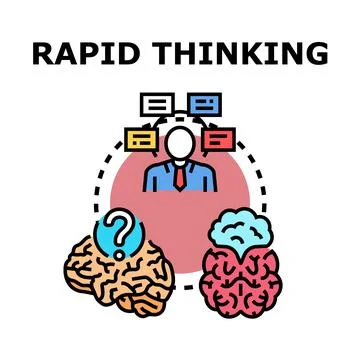 Rapid thinking process with business person and brains Stock Illustration