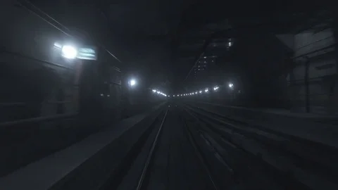 Rapid Transit Metro Subway Underground Tunnel, travel backward, ungraded 스톡 동영상 72339177