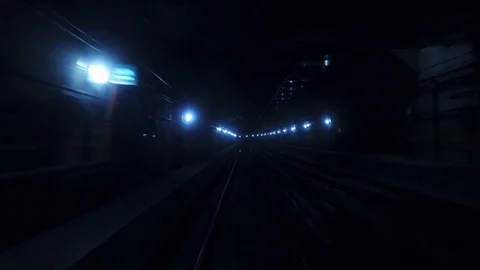 Rapid Transit Metro Subway Underground Tunnel, travel backward Stock Footage 72341844