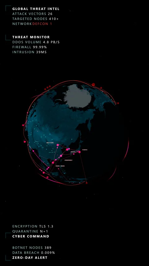 Rapid vertical pull out revealing a vertical cyber-security, Vertical 9:16 4K Stock Footage 339090525
