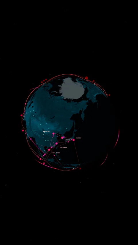 Rapid vertical pull out revealing a pure digital earth, Vertical 9:16 4K Video stock 339090636