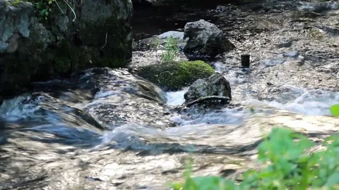Rapid Water  Flow And Waterfall Of Water In The Small River Stock Footage 76940022