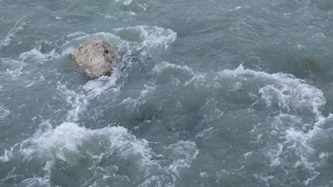 Rapid water flow in mountain river with stone Stock-Footage 321746130