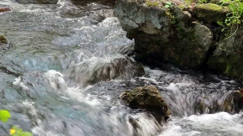 Rapid Water Flows Across The Stones In River Stock Footage 76939903