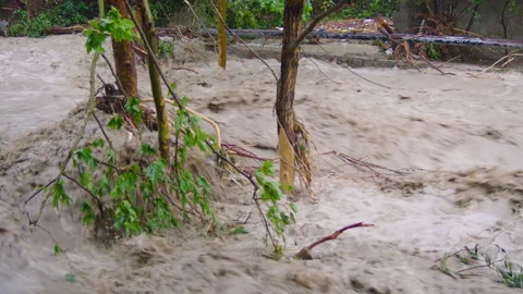 Rapid water flows during a flood or tsunami Stock-Footage 158856310