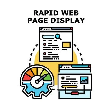 Rapid web page displaying loading speed performance 库存插图