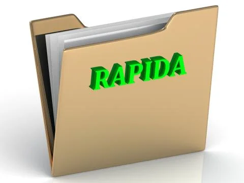 RAPIDA - bright letters on a gold folder on a white background Stock Illustration