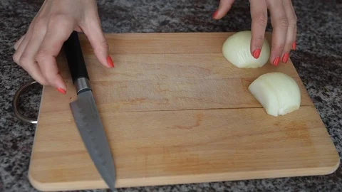 Rapidly Chopping Onion, Close-Up. Stock Footage 126696840