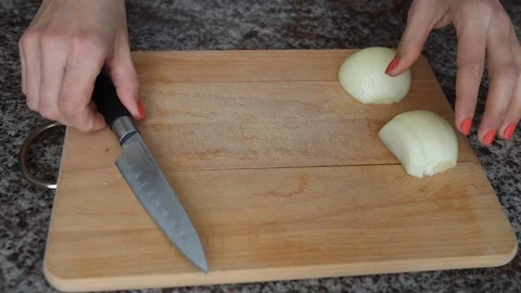 Rapidly Chopping Onion, Close-Up. Stock Footage 126696881
