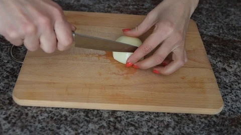Rapidly Chopping Onion, Close-Up. Stock Footage 126696926