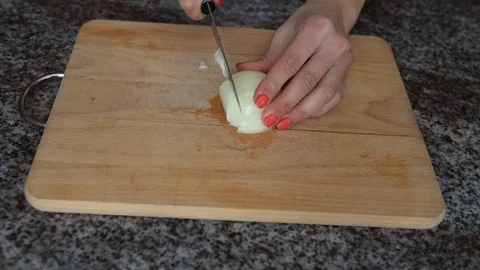 Rapidly Chopping Onion, Close-Up. Stock Footage 126696943
