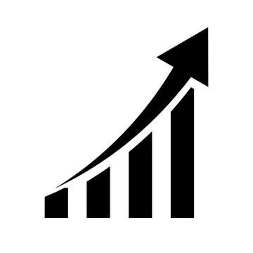Rapidly growing bar graph silhouette icon. Changes in sales. Vector. Stock Illustration