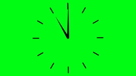 Rapidly spinning clock face on a green screen Stock Footage