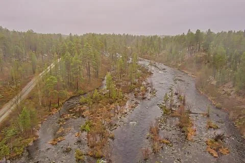 Rapids and road. Stock Photos