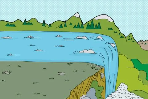 Rapids and waterfall background Stock Illustration