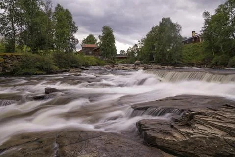 Rapids in the Ljusnan Stock Photos