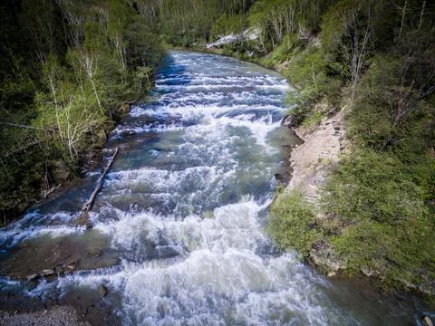 The rapids on the mountain river Stock Photos