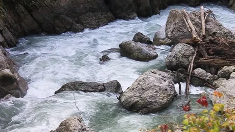 Rapids on a mountain river. River in the mountains. Stock Footage 169654663