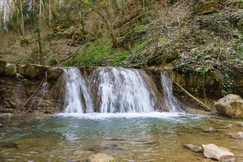 The rapids of a mountain river in the vicinity of the town of Goryachiy Klyuc Stock Photos