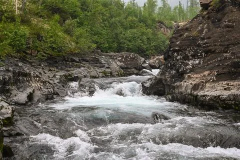 Rapids on a mountain stream. Stock Photos