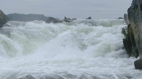 Rapids over rocks in Great Falls Park Stock Footage 91896775