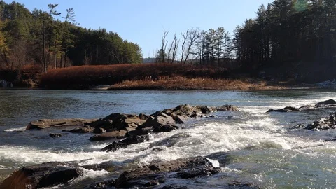 Rapids at Quechee Gorge Stock Footage 120960980