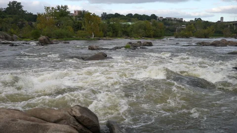 Rapids in River Crashing in Slow Motion Stock Footage 252599281