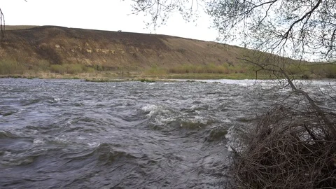 Rapids on river stream at spring, 4K 2160p video clip Stock Footage 85989529