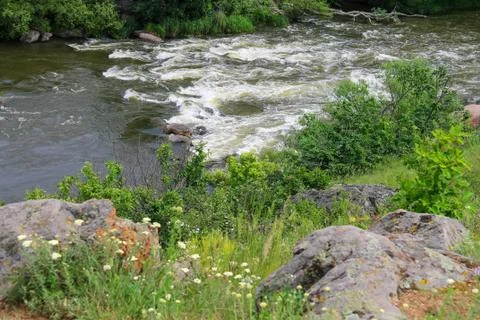 The rapids on a small river in ukraine Stock Photos
