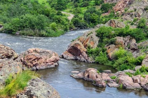 The rapids on a small river in ukraine Stock Photos