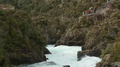 Rapids surge downhill viewed from upriver Stock Footage 39475108