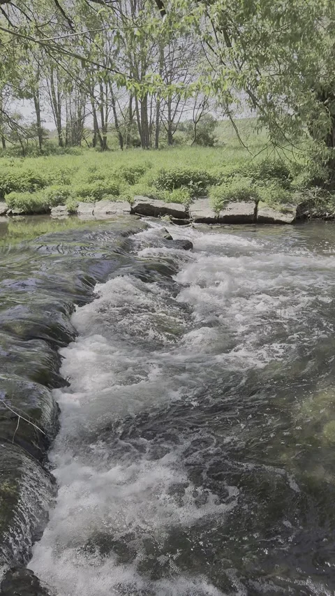 Rapids on the Tauber River in Germany Stock Footage 309471641