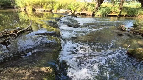 Rapids on the Tauber River in Germany Stock Footage 317400170